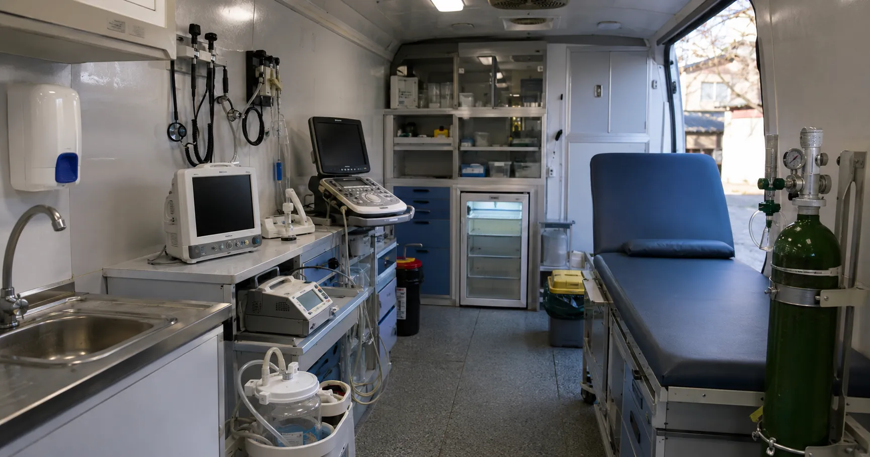 Essential equipment for a mobile medical clinic.
