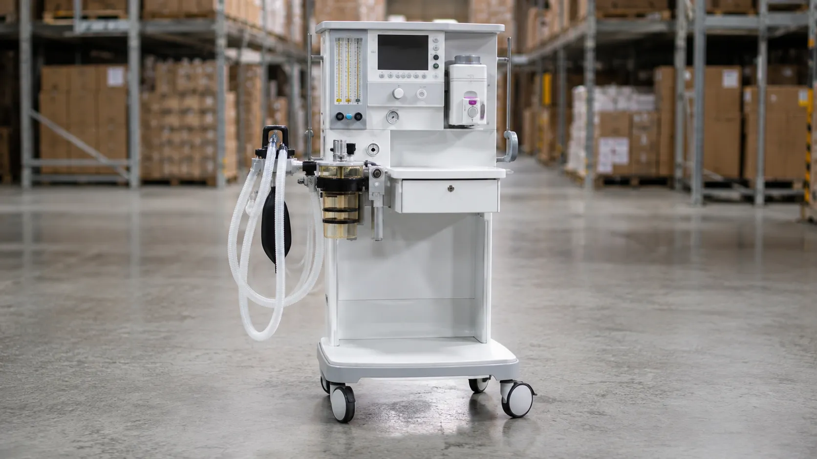 Veterinary equipment including an examination table, anaesthesia machine, X-ray system and surgical 