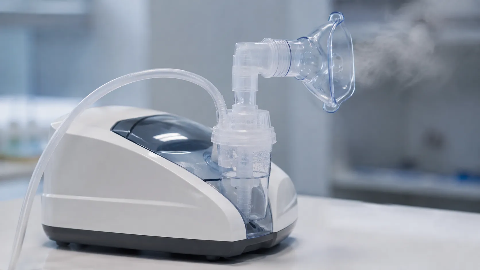 Ultrasonic nebuliser with reservoir chamber producing dense aerosol for a sputum induction procedure