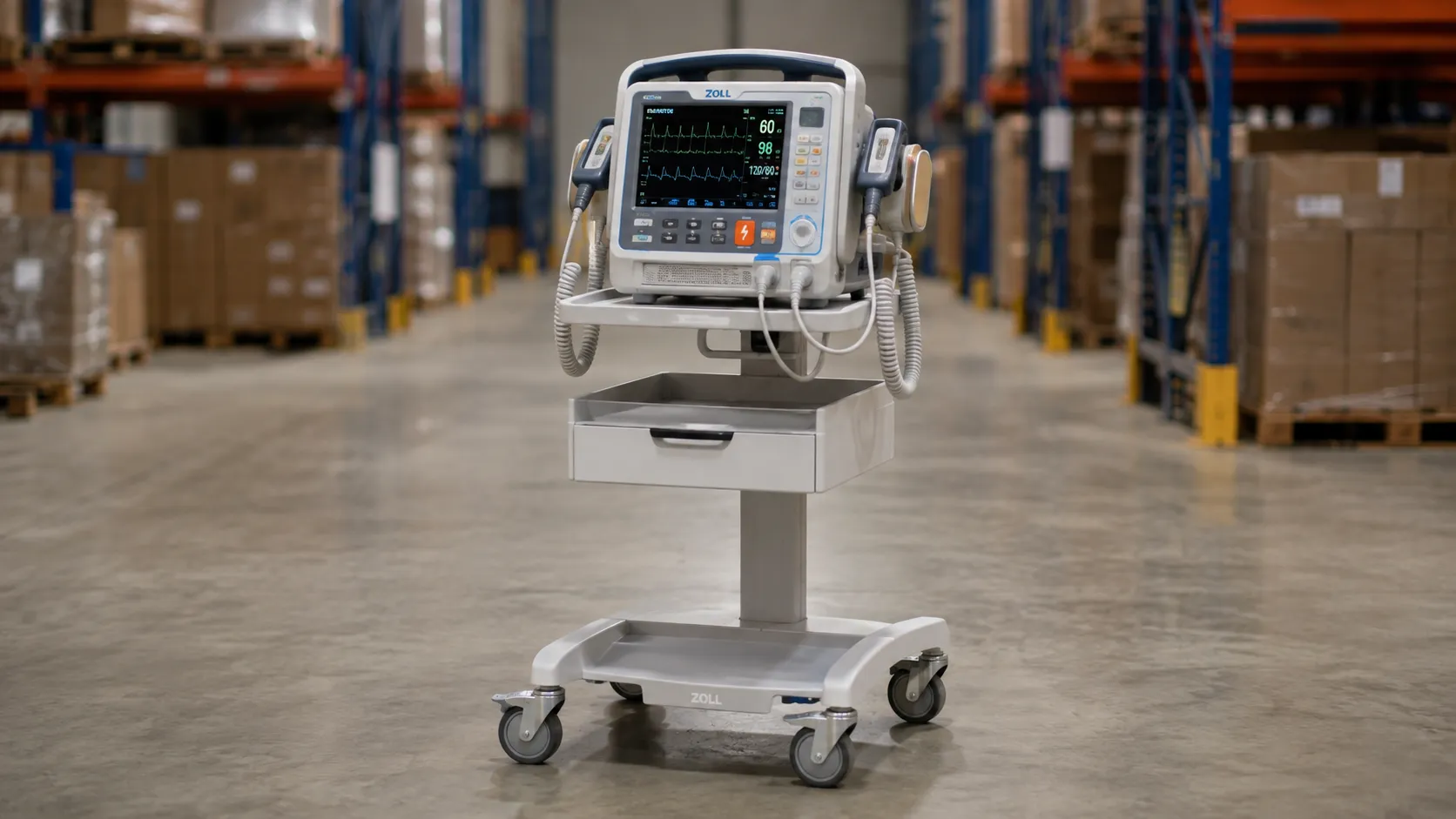 Emergency medicine devices including a defibrillator, laryngoscope, multiparameter monitor and crash