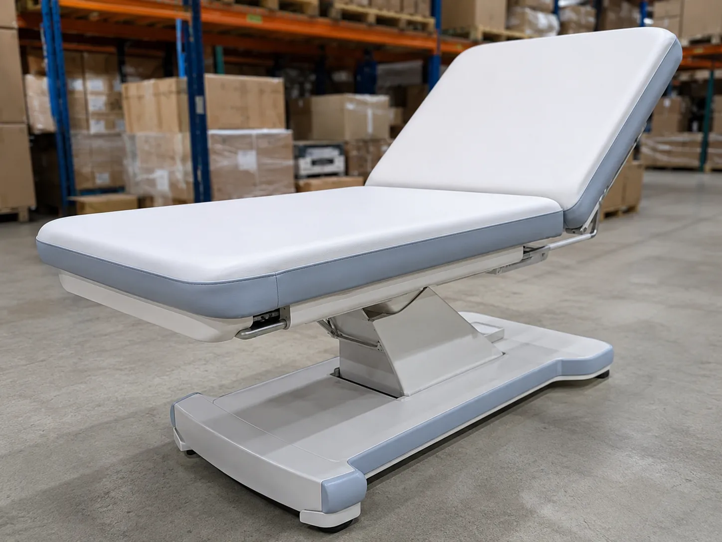 New private clinic equipment including a reception desk, examination couch, ECG machine and benchtop