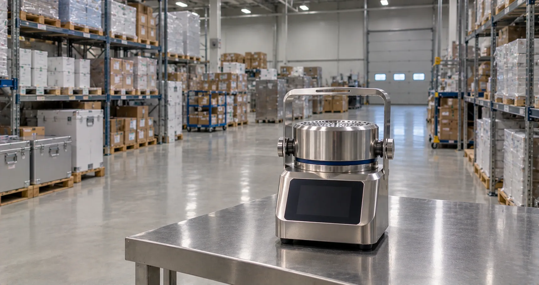 Portable microbiological air sampler with a perforated sieve head positioned over an agar plate in a
